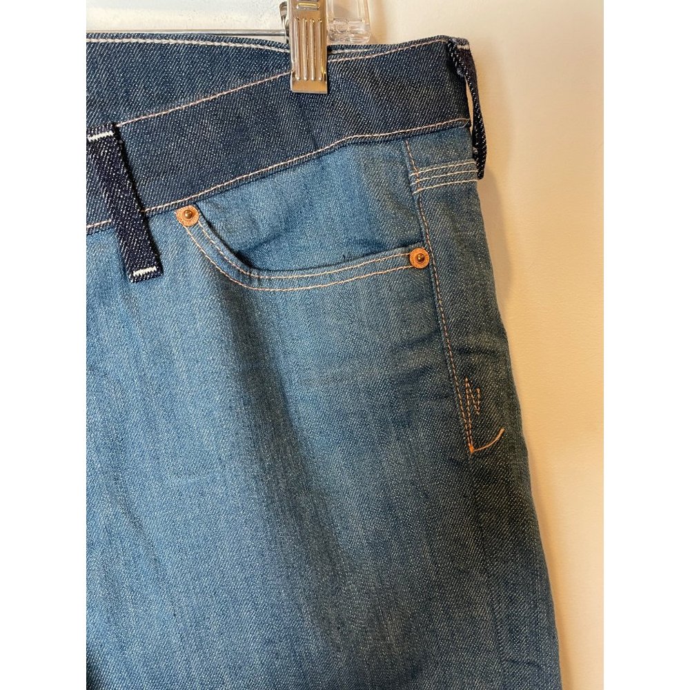 7 For All Mankind Blue Medium Wash Crop Flynt Wide Leg Jeans Size 32 - Picture 4 of 10